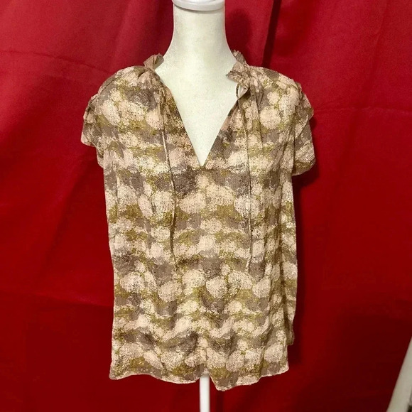 grade & gather Tops - Grade& Gather light pink and brown‎ shirt